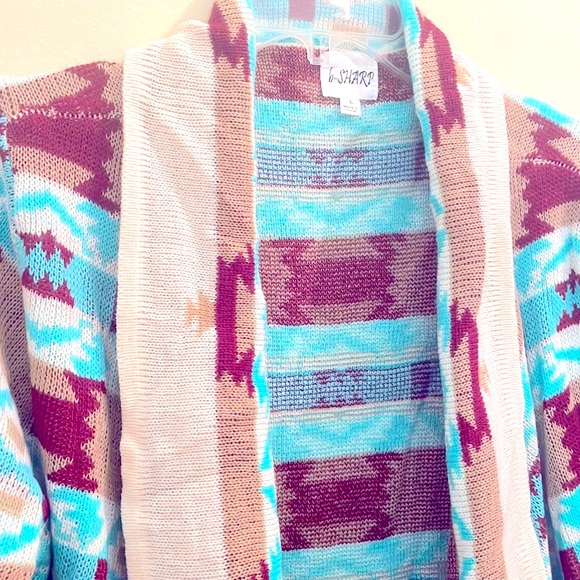 B Sharp Aztec Draped Cardigan Size Large - Picture 5 of 15